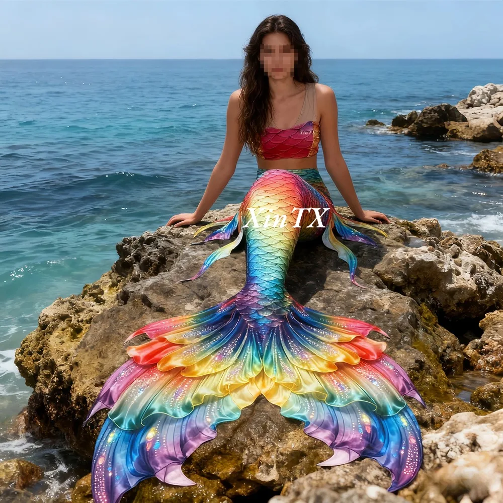 Marine Aquarium Tanks - Mermaid tail rainbow-colored large female tail