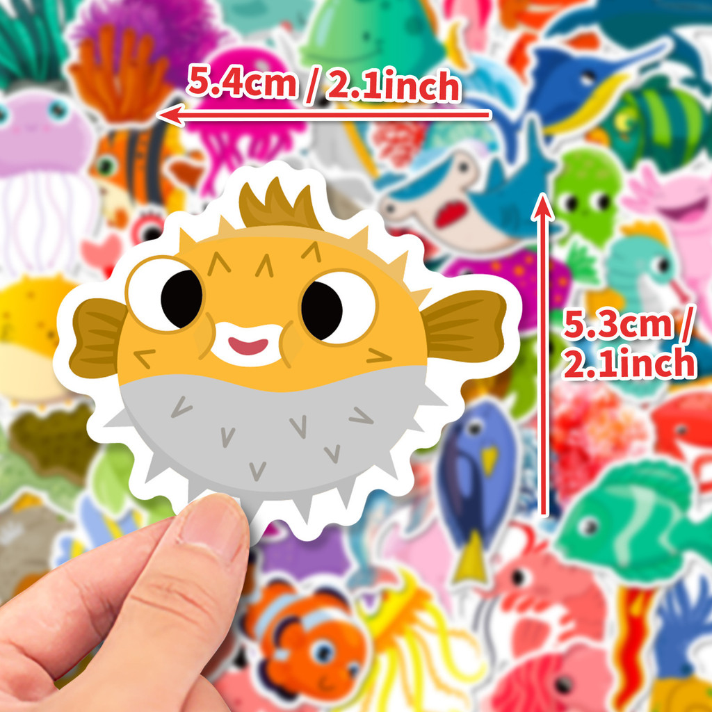 50Pcs Marine Life Stickers - C - Marine Life Aquariums 评论和价格