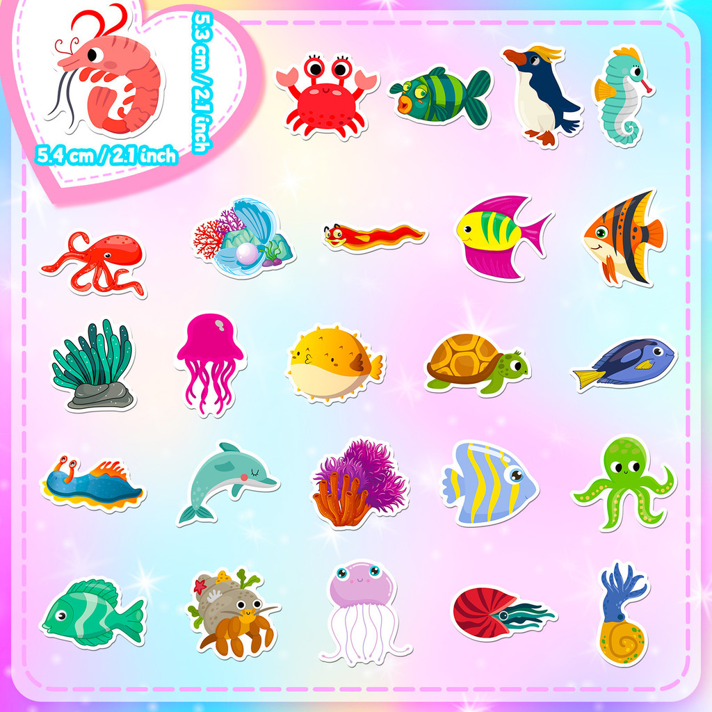 50Pcs Marine Life Stickers - C - Marine Life Aquariums 评论和价格