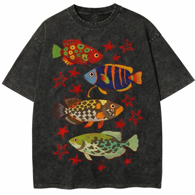 Vintage Washed Tropical Fish P - Marine Life Aquariums 评论和价格
